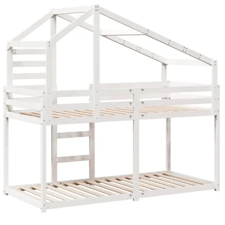 Lit superposé sans matelas blanc 75x190 cm bois de pin massif