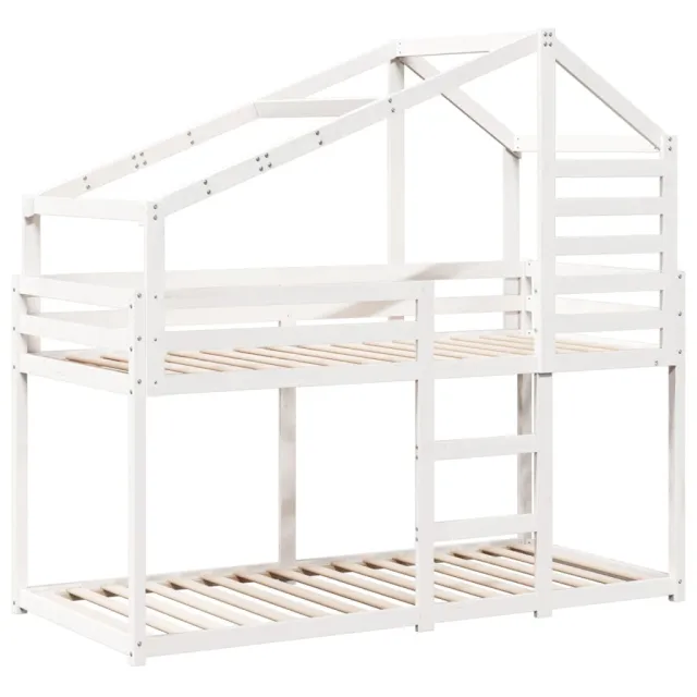 Lit superposé sans matelas blanc 90x200 cm bois de pin massif