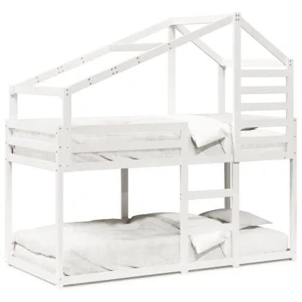 Lit superposé sans matelas blanc 90x190 cm bois de pin massif 2