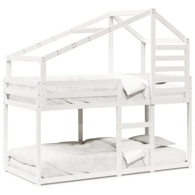 Lit superposé sans matelas blanc 90x190 cm bois de pin massif
