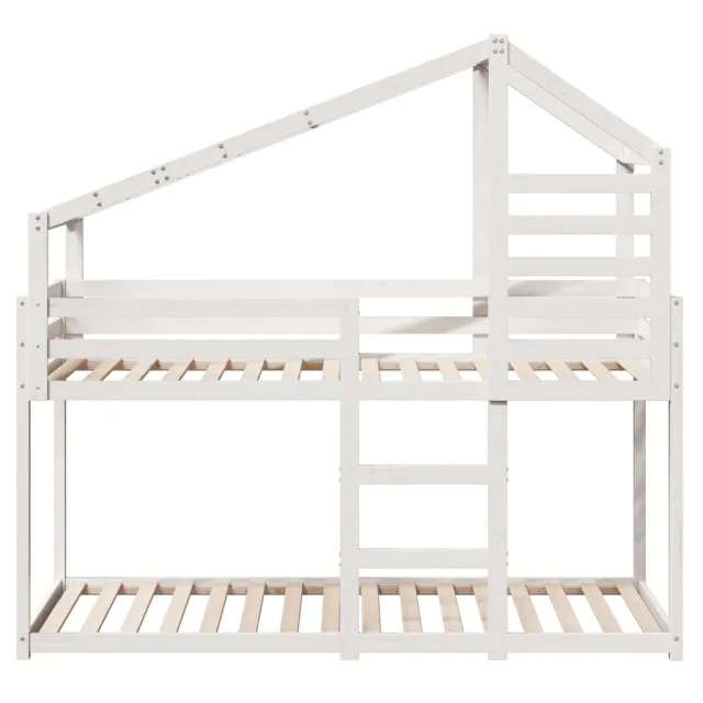 Lit superposé sans matelas blanc 90x190 cm bois de pin massif