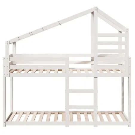 Lit superposé sans matelas blanc 90x190 cm bois de pin massif