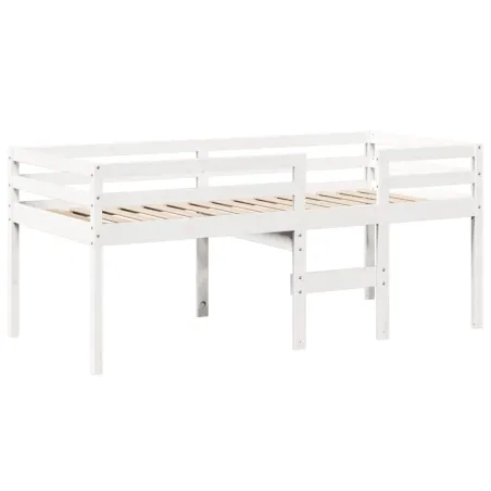 Lit haut sans matelas blanc 80x200 cm bois de pin massif