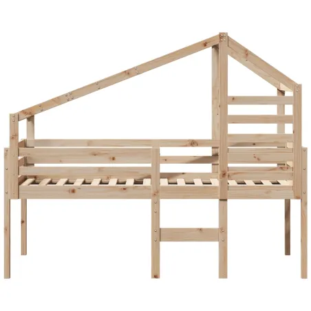 Lit haut sans matelas 90x190 cm bois de pin massif