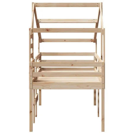 Lit haut sans matelas 90x190 cm bois de pin massif