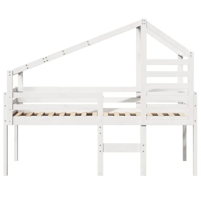 Lit haut sans matelas blanc 90x190 cm bois de pin massif