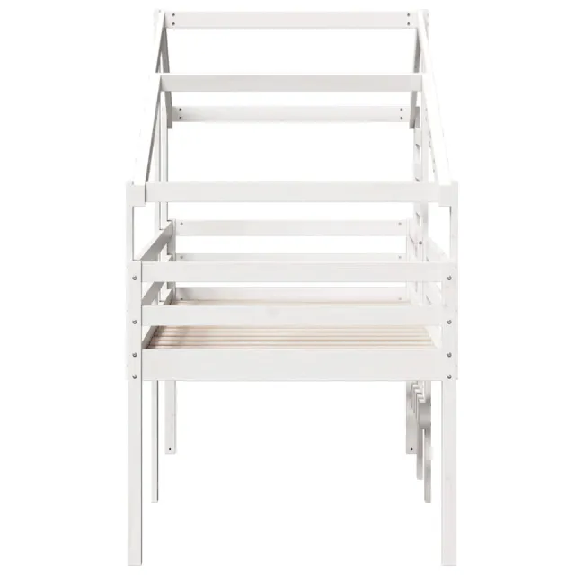 Lit haut sans matelas blanc 90x190 cm bois de pin massif