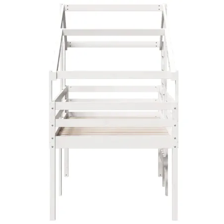 Lit haut sans matelas blanc 90x190 cm bois de pin massif