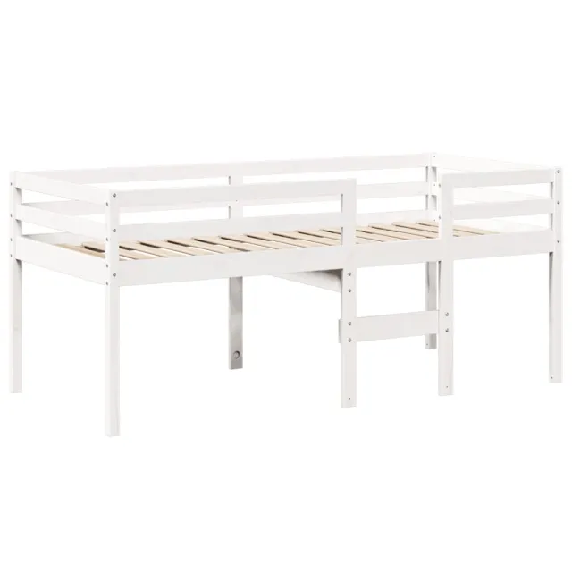 Lit haut sans matelas blanc 90x190 cm bois de pin massif
