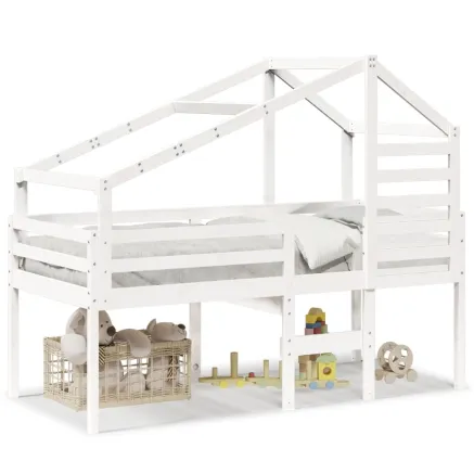 Lit haut sans matelas blanc 75x190 cm bois de pin massif 2