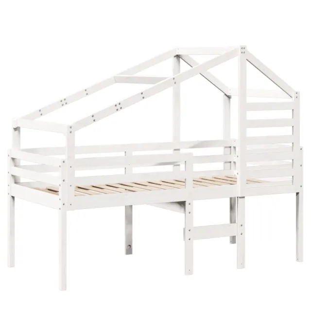 Lit haut sans matelas blanc 75x190 cm bois de pin massif