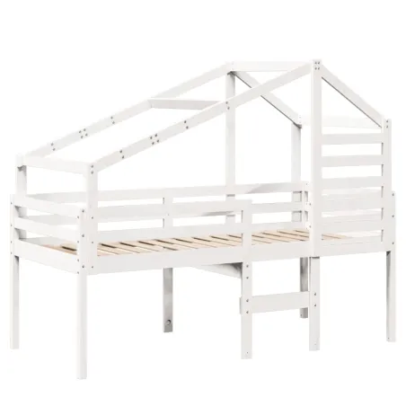 Lit haut sans matelas blanc 75x190 cm bois de pin massif