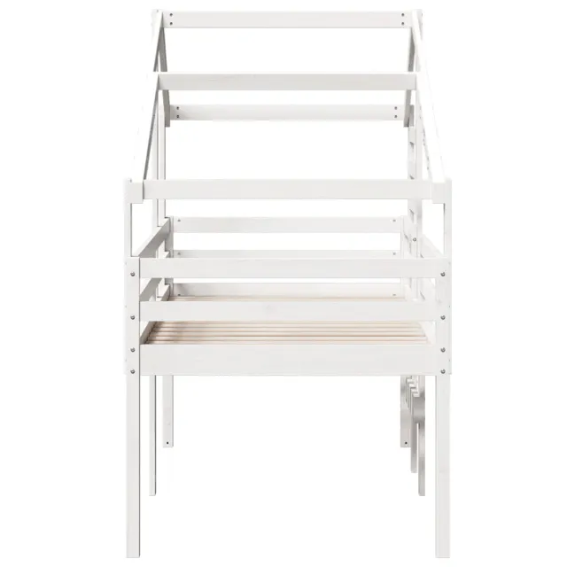 Lit haut sans matelas blanc 75x190 cm bois de pin massif