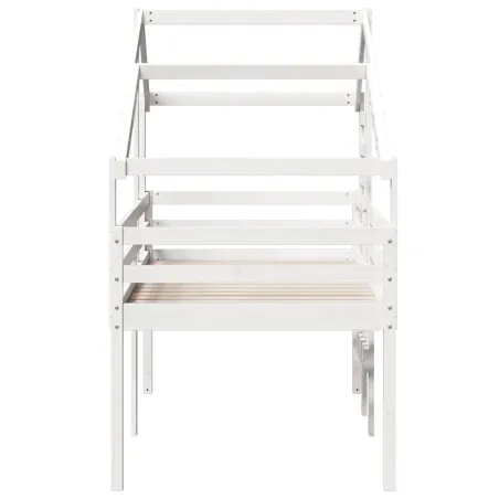 Lit haut sans matelas blanc 75x190 cm bois de pin massif