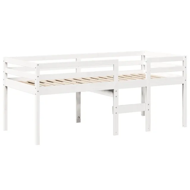Lit haut sans matelas blanc 75x190 cm bois de pin massif