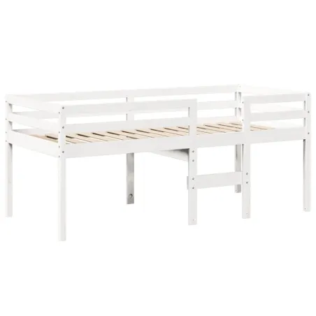 Lit haut sans matelas blanc 75x190 cm bois de pin massif