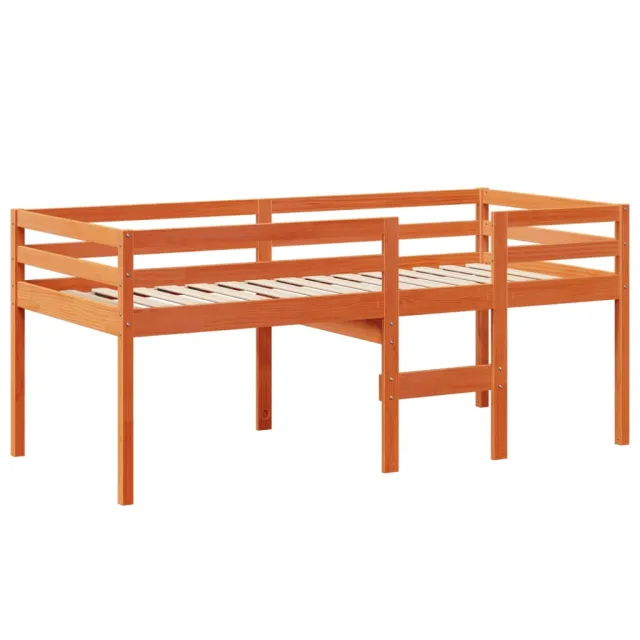Lit haut sans matelas cire marron 75x190 cm bois de pin massif