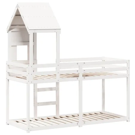 Lit superposé sans matelas blanc 80x200 cm bois de pin massif