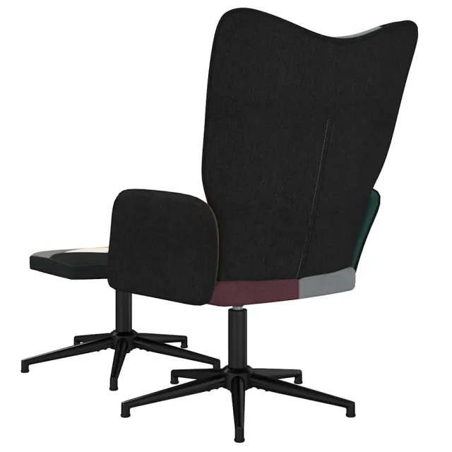 Chaise de relaxation avec tabouret Patchwork Tissu