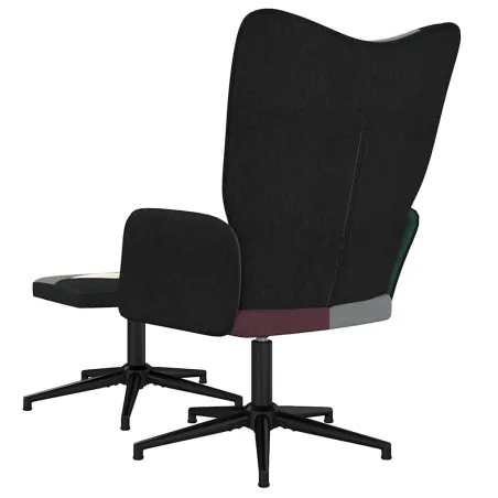 Chaise de relaxation avec tabouret Patchwork Tissu