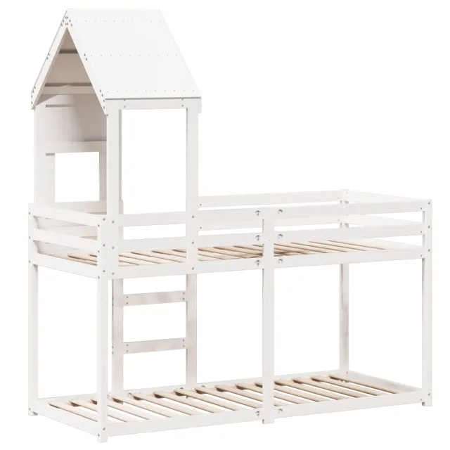 Lit superposé sans matelas blanc 75x190 cm bois de pin massif