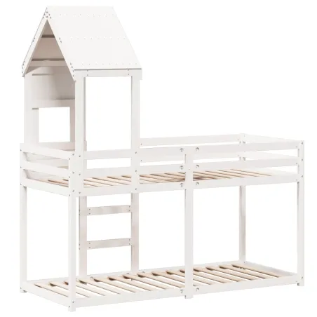 Lit superposé sans matelas blanc 75x190 cm bois de pin massif