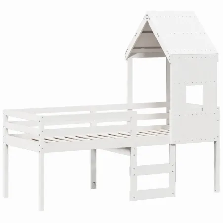 Lit haut sans matelas blanc 80x200 cm bois de pin massif