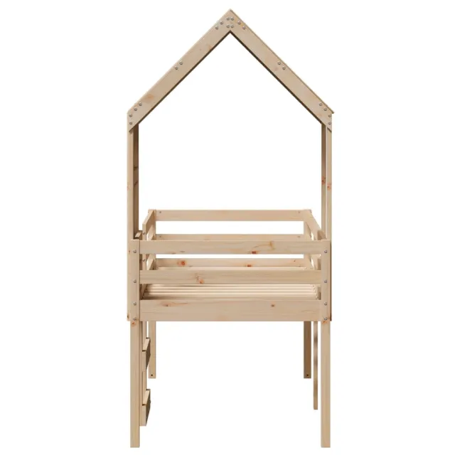 Lit haut sans matelas 90x190 cm bois de pin massif