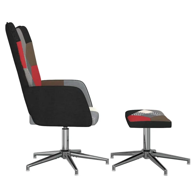 Chaise de relaxation avec tabouret Patchwork Tissu