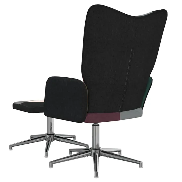 Chaise de relaxation avec tabouret Patchwork Tissu