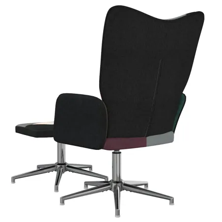 Chaise de relaxation avec tabouret Patchwork Tissu