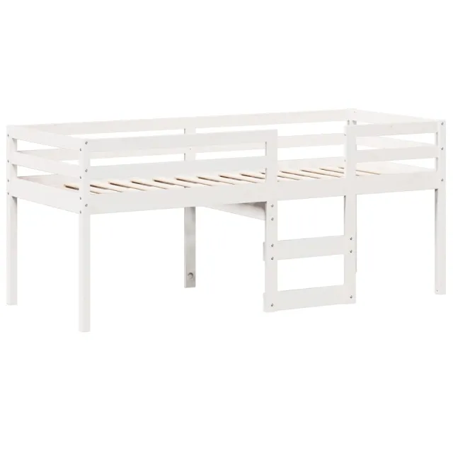 Lit haut sans matelas blanc 75x190 cm bois de pin massif