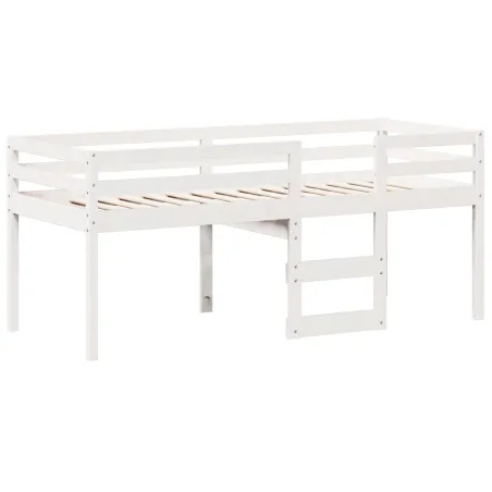 Lit haut sans matelas blanc 75x190 cm bois de pin massif