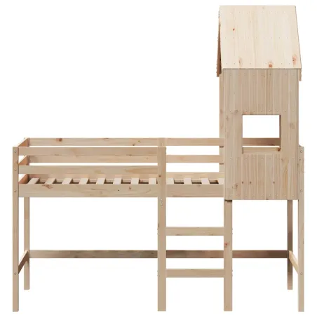 Lit superposé avec échelle et toit sans matelas 90x190 cm