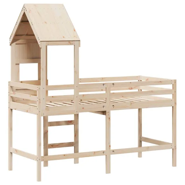 Lit superposé avec échelle et toit sans matelas 90x190 cm