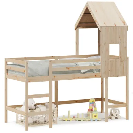 Lit superposé avec échelle et toit sans matelas 80x200 cm 2
