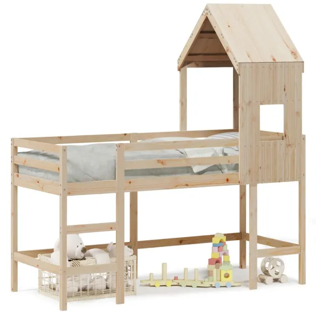 Lit superposé avec échelle et toit sans matelas 80x200 cm