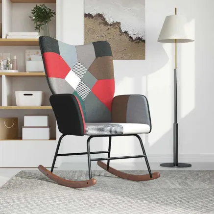 Chaise à bascule Patchwork Tissu 2