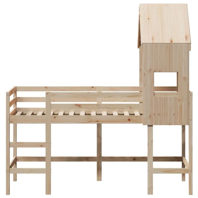 Lit superposé avec échelle et toit sans matelas 90x190 cm