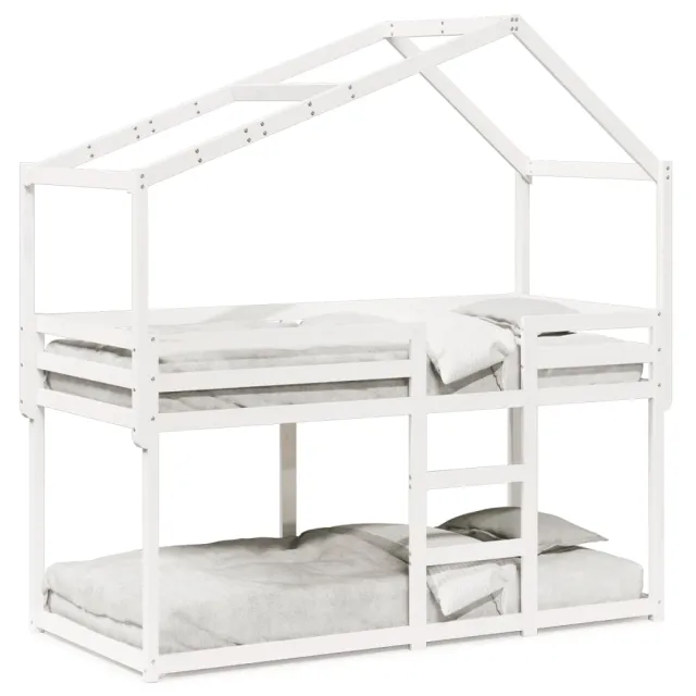 Lit superposé sans matelas blanc 80x200 cm bois de pin massif