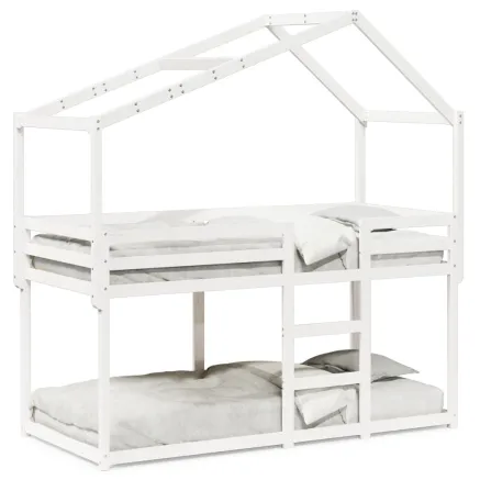 Lit superposé sans matelas blanc 90x190 cm bois de pin massif 2