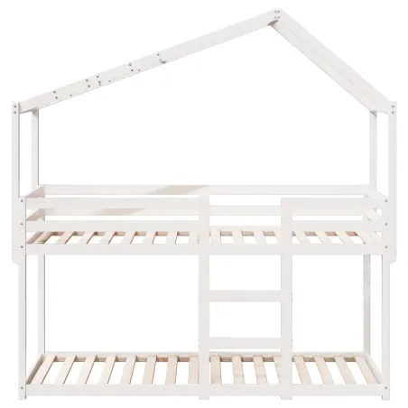 Lit superposé sans matelas blanc 90x190 cm bois de pin massif