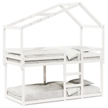 Lit superposé sans matelas blanc 90x190 cm bois de pin massif 2