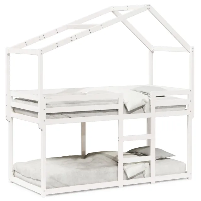 Lit superposé sans matelas blanc 90x190 cm bois de pin massif