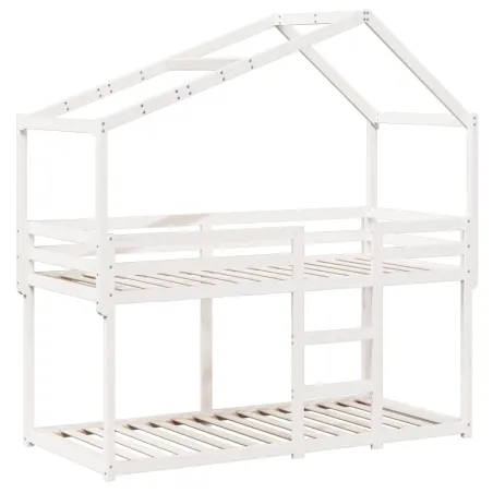 Lit superposé sans matelas blanc 90x190 cm bois de pin massif