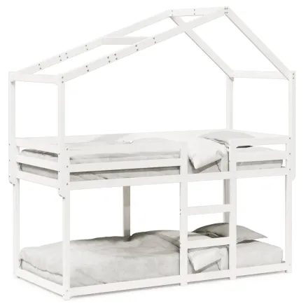 Lit superposé sans matelas blanc 75x190 cm bois de pin massif 2