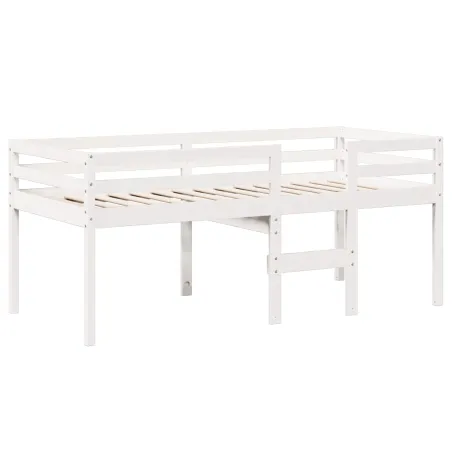 Lit haut sans matelas blanc 90x200 cm bois de pin massif
