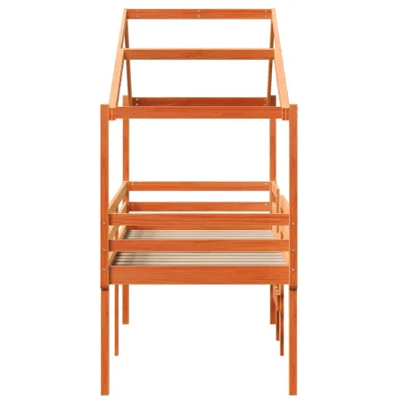 Lit haut sans matelas cire marron 80x200 cm bois de pin massif