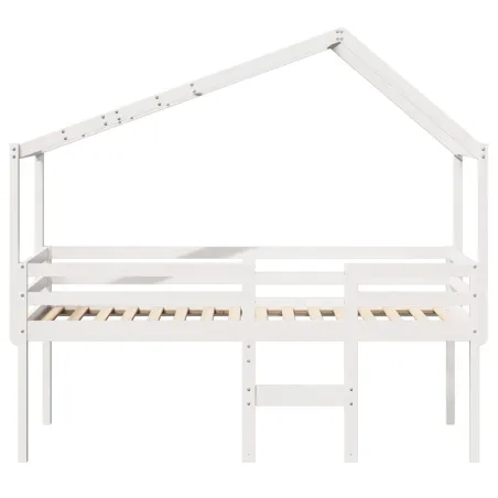 Lit haut sans matelas blanc 90x190 cm bois de pin massif