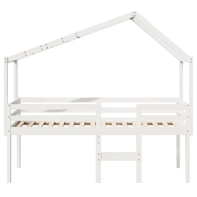 Lit haut sans matelas blanc 75x190 cm bois de pin massif